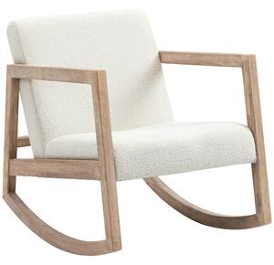 Poltrona Relax a Dondolo 60x81x71 cm Struttura in Legno di Caucciù Crema