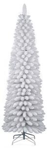 Albero di Natale Artificiale Slim Floccato Realistico Innevato 210 cm 442 Rami Bianco Effetto Neve