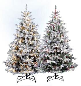 Albero di Natale Artificiale Floccato Effetto Realistico Innevato 180 cm 628 Rami con 2200 Luci Bianco Caldo e Multicolor Effetto Neve