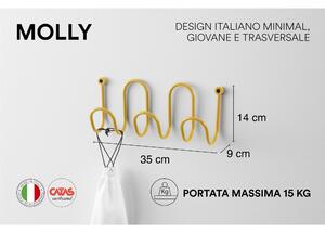 Appendiabiti da parete giovane semplice MOLLY Dimensioni 35 cm Si compone di un unico elemento in tondino metallico senape