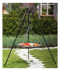 Treppiede Grill 180 cm con Griglia in Acciaio Naturale 50 cm, Barre da 5mm, Pieghevole e Verniciato a Polvere - Artigianato Europeo di Alta Qualit�