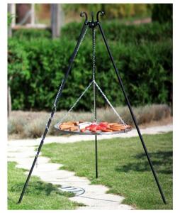 Treppiede da Barbecue in Acciaio Inossidabile da 180 cm e Griglia da 50 cm, Resistente agli Agenti Atmosferici e Pieghevole