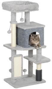 Albero per Gatti con Cuccia e Tiragraffi Sisal 104cm in Truciolato Grigio Chiaro