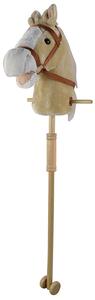 Cavallo Con Bastone per Bambini Asta Smontabile con Ruote e Suoni Beige