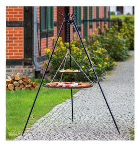 Treppiede per Barbecue 180 cm con 2 Griglie in Acciaio Naturale da 70 cm e 40 cm, Griglie da 5mm - Alta Qualit� Artigianale Europea