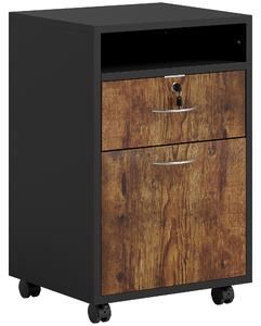 Mobiletto Ufficio con Cassetto e Ruote 40x35x60 cm in Legno Marrone