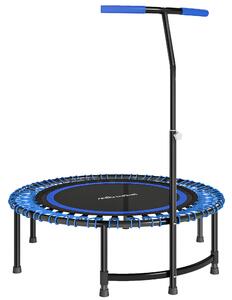 Trampolino Fitness Ø145 cm con Manubrio Regolabile su 5 Posizioni 36 Molle Bungee e Capacità 150 kg Telaio in Acciaio Blu