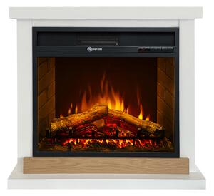 Camino Elettrico da Terra 75x28x70 cm Stoccolma in Legno Bianco L75xP28xH70 cm