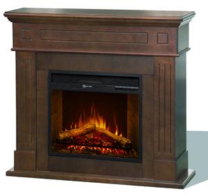 Camino Elettrico da Terra 110x36x100 cm Cambridge In Legno Noce