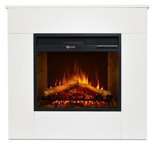 Camino Elettrico da Terra 96x36x90 cm Michelangelo in Legno Bianco