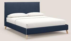 Leila letto imbottito con piedini legno in tessuto smacchiabile T17 bl