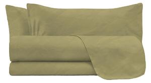 Set Lenzuola Matrimoniale Sopra Sotto e 2 Federe Linea Water Washed Ocra