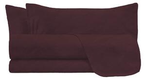Set Lenzuola Matrimoniale Sopra Sotto e 2 Federe Linea Water Washed Bordeaux
