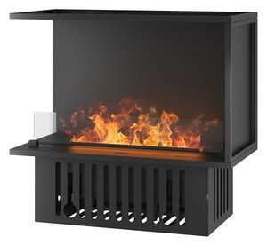 Camino a Vapore Elettrico Bifacciale Angolare a Sinistra 80x50x40 cm Invapo Corner L800 Nero
