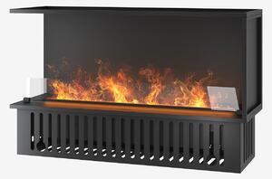 Camino a Vapore Elettrico Bifacciale Angolare a Sinistra 120x50x40 cm Invapo Corner L1200 Nero