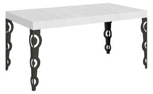Tavolo Allungabile 120/380x90 cm Karamay Premium Bianco Frassino Gambe Antracite