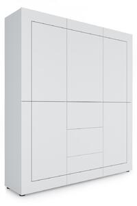 Credenza Alta 5 Ante e 3 Cassetti 150x35x165 cm Elios Bianco Lucido