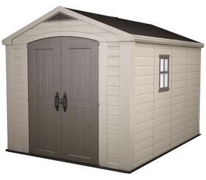 Casetta da Giardino con Mensole 256,5x331,5x243 cm Keter Factor 8x11 in Polipropilene Rinforzato Beige