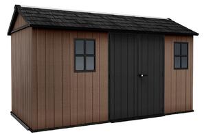 Casetta Box da Giardino 230x413x246 cm Newton Plus 7513/1375 Doppia Opzione Montaggio in Resina Evotech+ Marrone