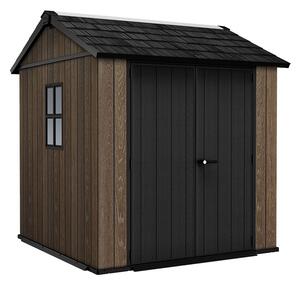 Casetta Box da Giardino 230x230x246 cm Keter Signature Apex 757/775 in Resina Effetto Legno Noce