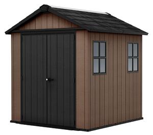 Casetta Box da Giardino 230x223,8x246 cm Newton Plus 757/775 Doppia Opzione Montaggio in Resina Evotech+ Marrone