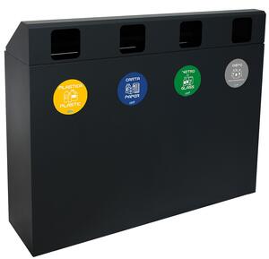 Pattumiera per Raccolta Differenziata 4 Scomparti 240 L 120x30x96 cm in Acciaio Verniciato Antracite