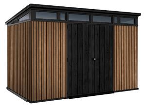 Casetta Box da Giardino 340x218x226 cm Keter Signature Venetian Pent 11x7 Effetto Legno Marrone e Antracite