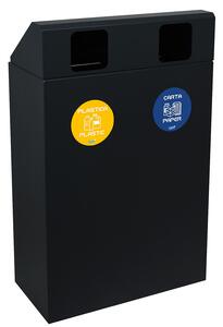 Pattumiera per Raccolta Differenziata 2 Scomparti 120 L 60x30x96 cm in Acciaio Verniciato Antracite