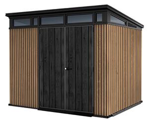 Casetta Box da Giardino Keter Signature Venetian Pent 7x9 in Resina Effetto Legno Marrone e Antracite