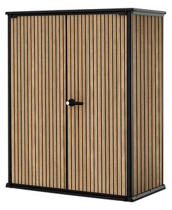 Armadio Porta Attrezzi da Esterno 140x73,6x170,4 cm Keter Signature Vertical Shed in Resina Effetto Legno Noce