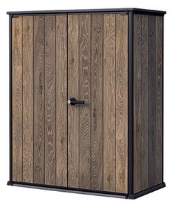 Armadio Porta Attrezzi da Esterno 1400L Keter Signature Vertical Shed in Resina Effetto Legno Noce