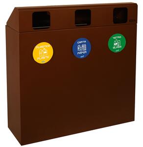 Mobile per Raccolta Differenziata 3 Scomparti 180 L 90x30x96 cm in Acciaio Verniciato Corten