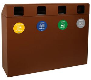 Mobile per Raccolta Differenziata 4 Scomparti 240 L 120x30x96 cm in Acciaio Verniciato Corten