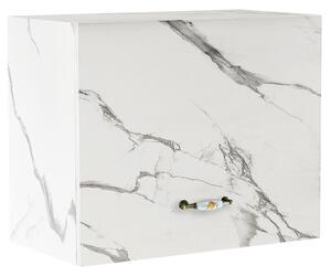 Pensile Cucina con Anta a Ribalta 60x32x49 cm in Legno Bianco Effetto Marmo