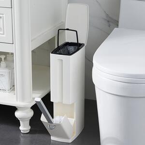 Set Scopino WC con Cestino Salvaspazio Bagno 2 in 1 In ABS e Alluminio Bianco