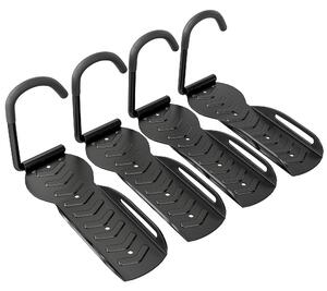 Set 4 Supporti per Bicicletta da Parete Gancio Pieghevole Portabici da Muro in Metallo Nero