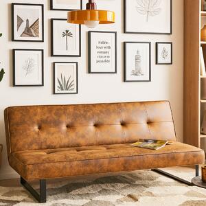 Divano Letto 3 Posti Apertura Click Clack Derby in Pelle Sintetica Marrone