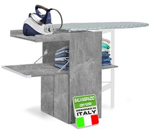 Mobile Asse da Stiro a Scomparsa Salvaspazio Richiudibile 55x38x90,5 cm In MDF Effetto Cemento