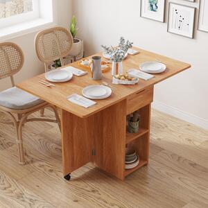 Tavolo Pieghevole Salvaspazio Anta a Ribalta 120x77x75 cm con Ruote Legno