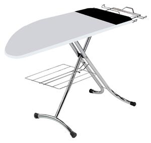 Asse da Stiro Kolossal Profi 125x48 cm con Portabiancheria e Rivestimento a 3 Strati con Area Ignifuga