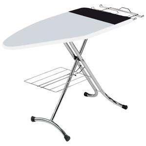 Asse da Stiro Luxor Profi 123x48 cm Area Ignifuga Salvaspazio Altezza Regolabile Ripiano Sottostante