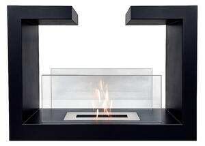 Camino a Bioetanolo da Terra Venus Free Standing Geometrico e Vetri Protettivi Serbatoio 850 ml in Acciaio Verniciato Nero