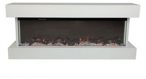 Camino Elettrico da Parete o Incasso Alaro Plus 127x18x52 cm Effetto Fiamma Telecomando in MDF Bianco