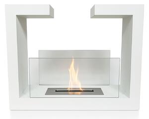 Camino a Bioetanolo da Terra Venus Free Standing Geometrico e Vetri Protettivi Serbatoio 850 ml in Acciaio Verniciato Bianco