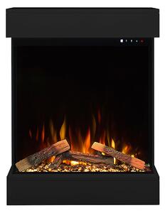 Caminetto Elettrico da Pavimento Autoportante Calliope Effetto Fuoco e Telecomando con Cornice in Legno MDF Nero