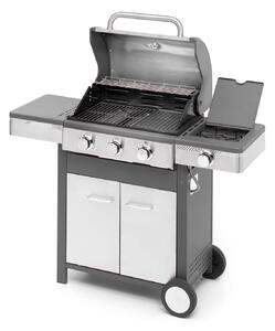 Barbecue a Gas GPL 3 Fuochi + 1 Fornello Laterale Ompagrill Indianapolis 4/B in Acciaio Inox
