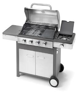 Barbecue a Gas GPL 4 Fuochi + 1 Fornello Laterale Ompagrill Indianapolis 5/B in Acciaio Inox