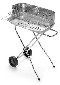 Barbecue Ompagrill con Braciere in Acciaio Alluminato Resistente fino a 500° Struttura con Carrello in Acciaio Inox