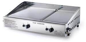 Doppia Piastra di Cottura Ompagrill Plancha Double 0471 Alimentazione a Gas GPL con Accensione Piezoelettrica in Acciaio Inox per Alimenti