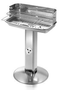 Barbecue a Carbone con Gamba a Colonna Ompagrill Griglia di Cottura in Acciaio Cromato con Sistema di Areazione Struttura in Acciaio Inox